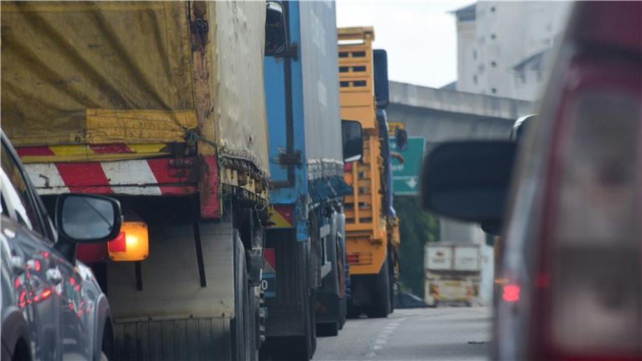 Trucks on road