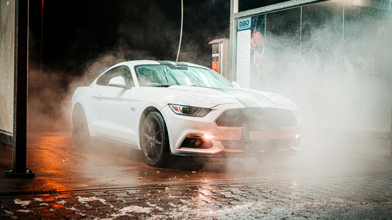 white car in wash