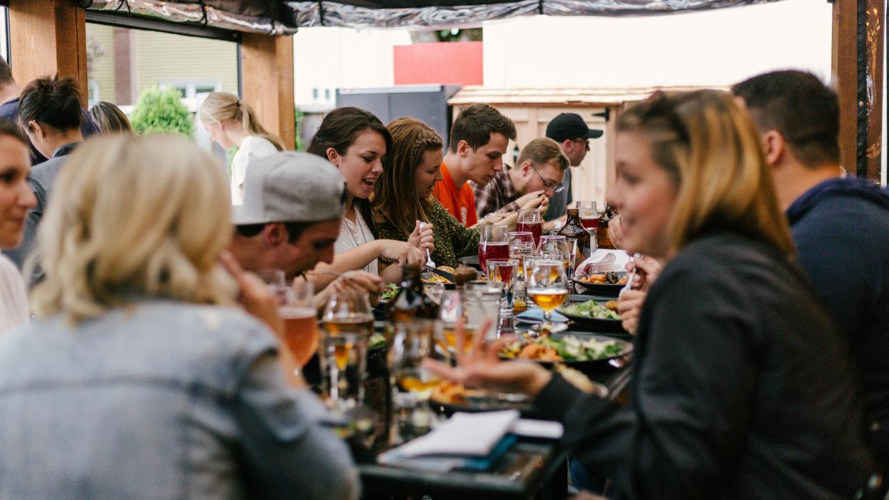 group of people dining together