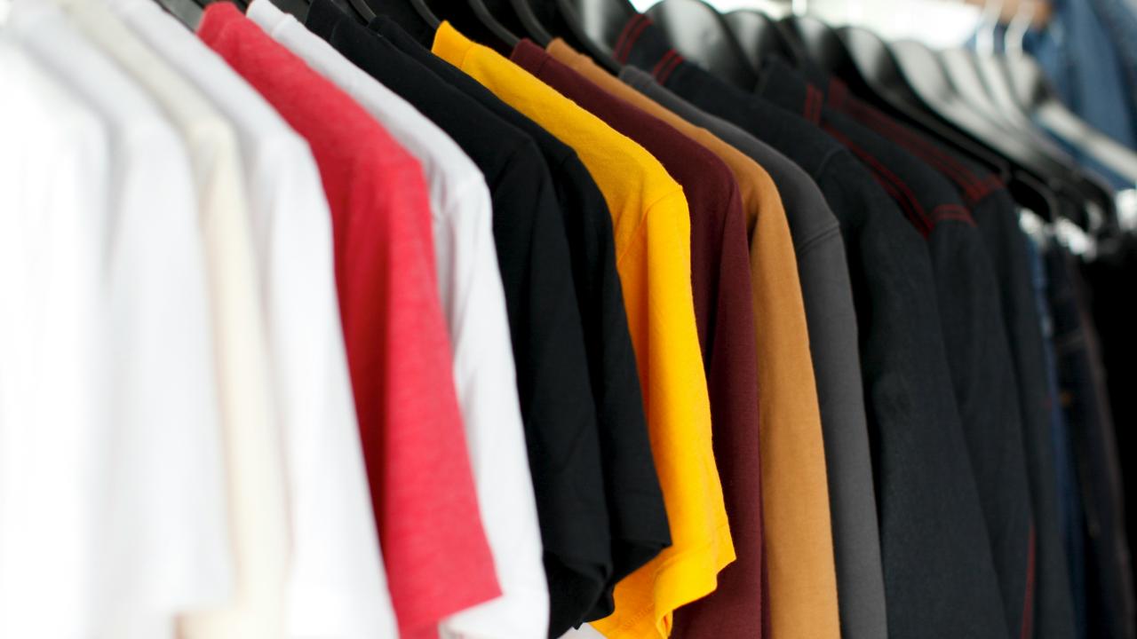 rack of t-shirts