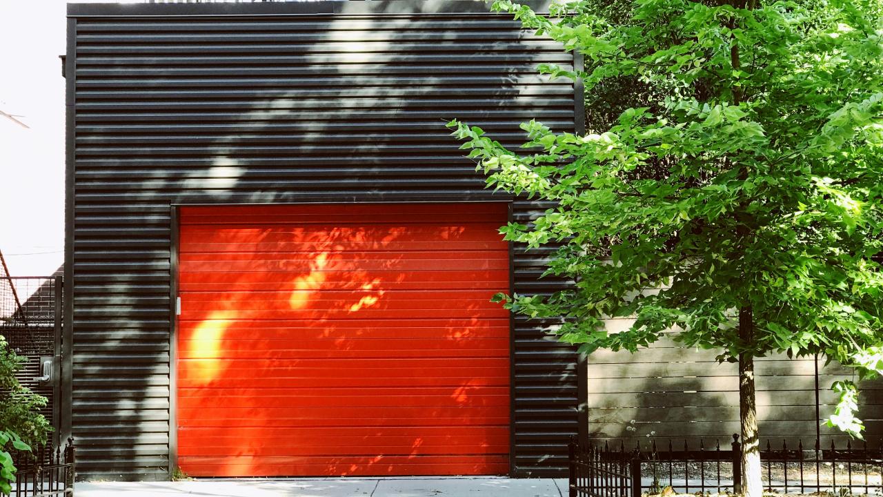 Orange garage door