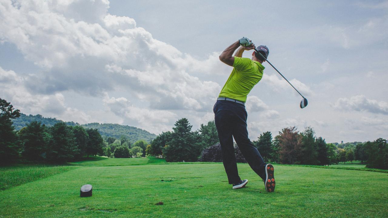 Golfer taking a swing