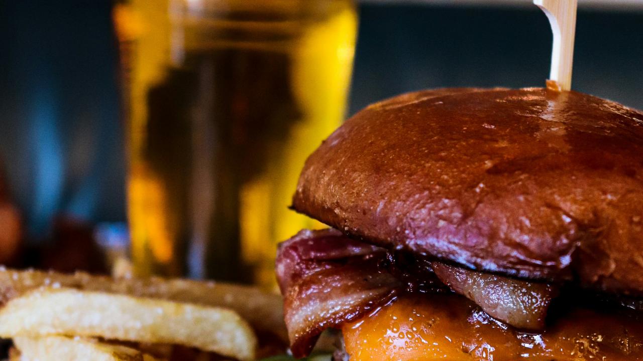 burger and a beer