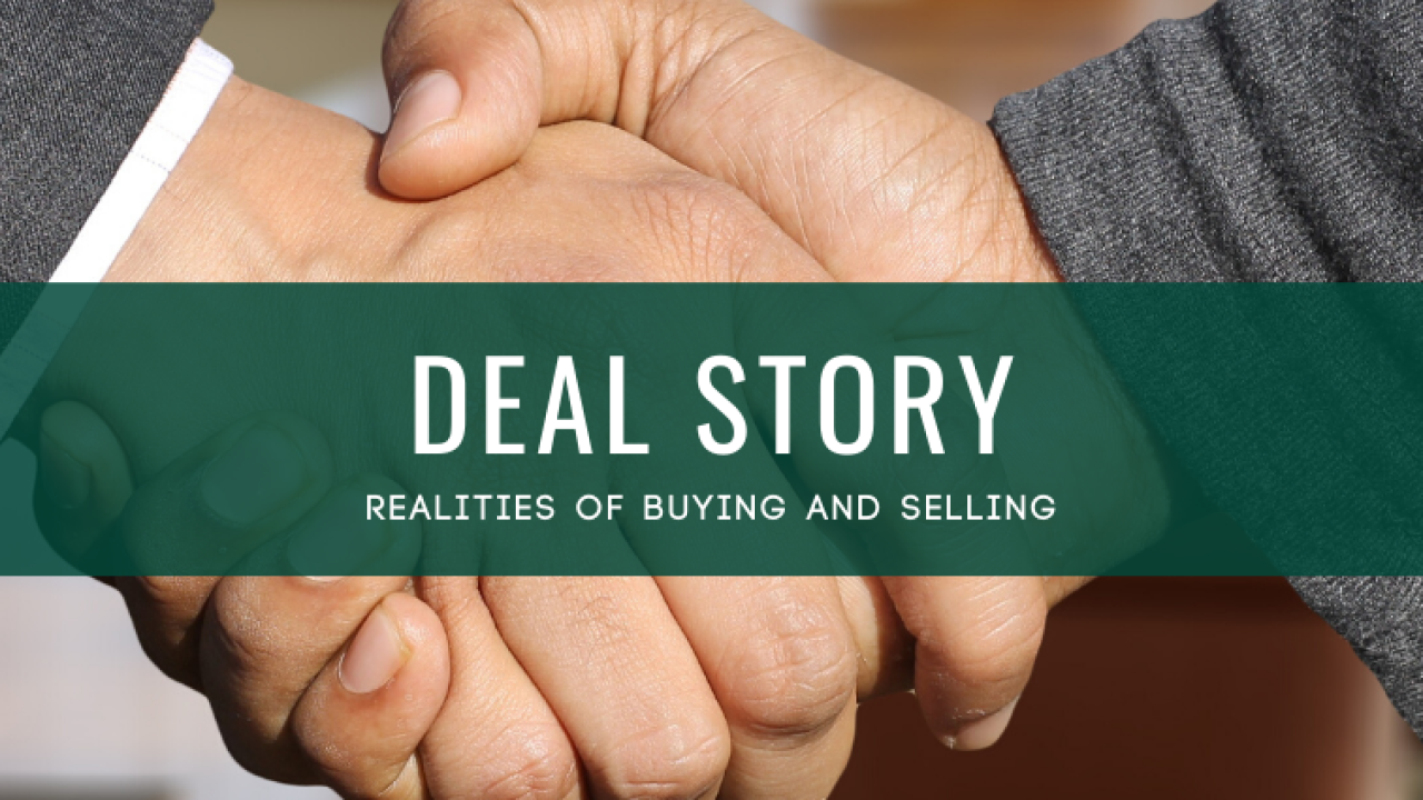 Deal Story banner image of two men shaking hands.