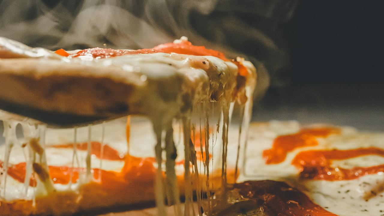 steaming hot pizza