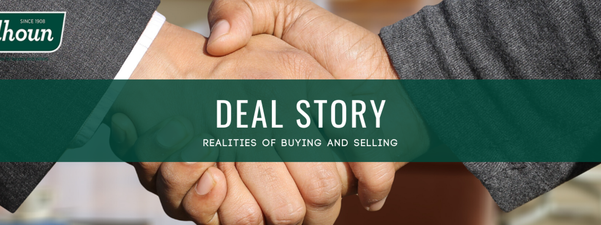 Deal Story banner image of two men shaking hands.